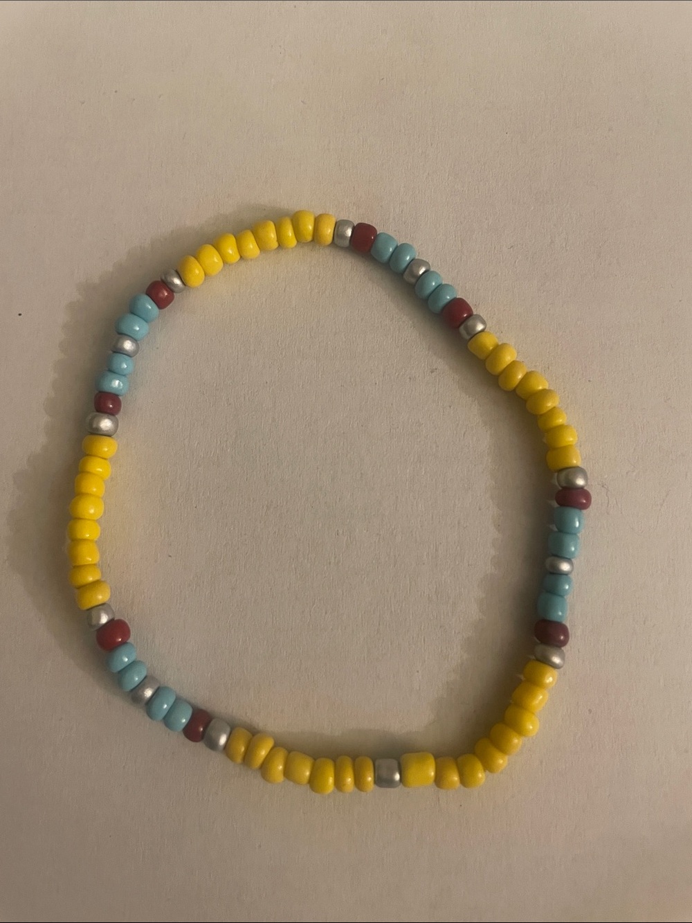 Colorful Beaded Stretch Anklet- Yellow, Turquoise & Maroon